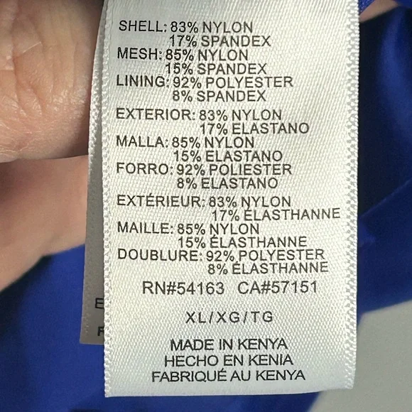 DKNY Blue Ruffle One Piece Swimsuit Ruched Tummy Control Size XL NWT - Picture 6 of 8